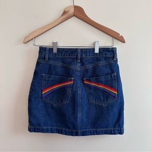 FOREVER 21 Rainbow Pocket Jean Skirt Small